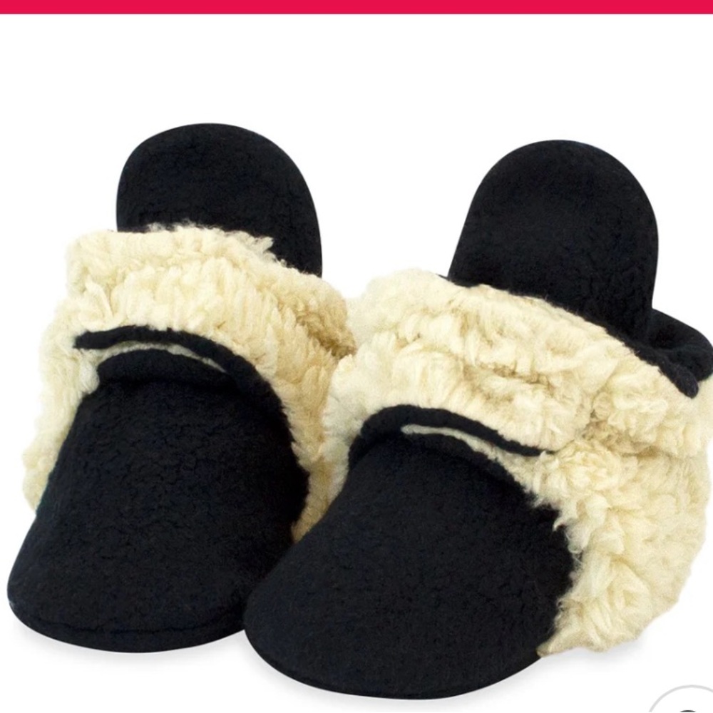 Black Zutano Slippers with Grippers. Size 24m.